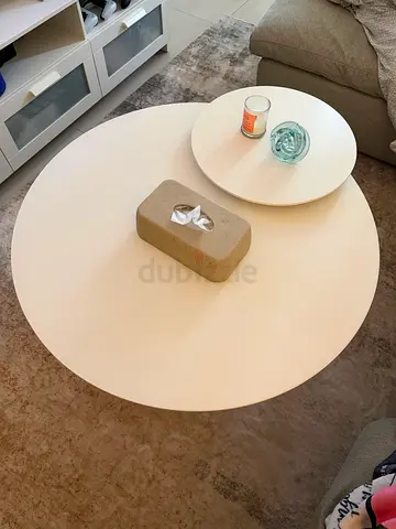 White Rounded Dual Coffee Table