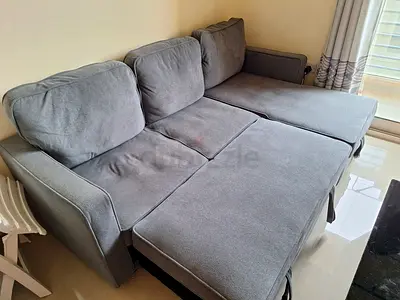 Gray 3-seater convertible sofa bed — used, good condition