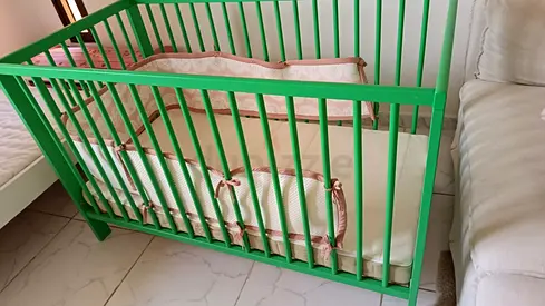 Baby Crib IKEA GULLIVER Green - Excellent condition - With mattress and protection
