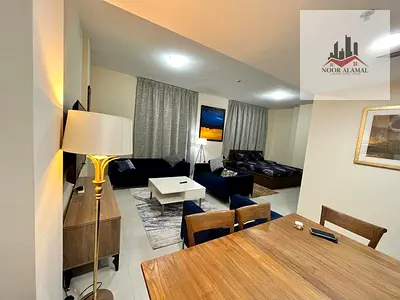 Studio apartment in Al Taawun, fully furnished with brand new furniture, very spacious, overlooking the lake and close to Al Qasbah. Price: 3500 (all