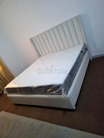 Modern White Bed Frame with Headboard