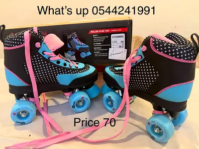 Pink  Blue Quad Roller Skates - Used