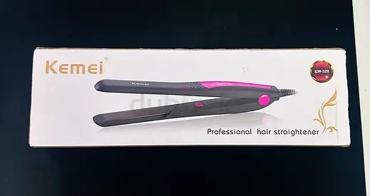 KM-328 Professional Hair Straightener Black/Pink 300grams ستريتنر