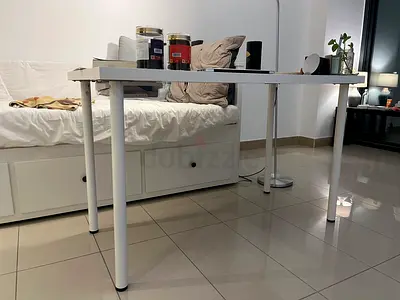 White rectangular table (4-leg) — good condition, used