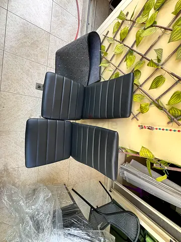 Set of 4 Black Faux-Leather High-Back IKEA Dining Chairs — Good Condition