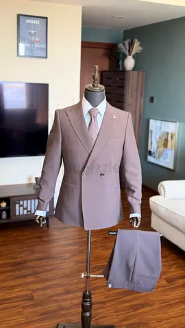 brown double-breasted mens suit - excellent condition