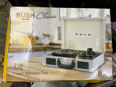Bush Retro Turntable 3-Speed Record Player Portable KTS-601 Grey Case 3421545