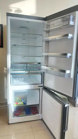 Siemens 560 liter bottom freezer refrigerator in modern black stainless steel finish