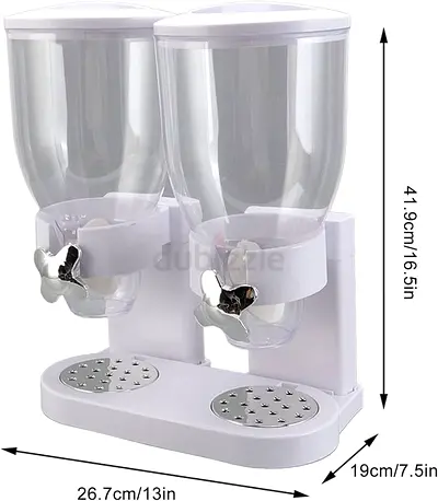 Haofy Dry Food Dispenser, ABS Operated Cereal Dispenser Dual Container 7L Household Good Sealing