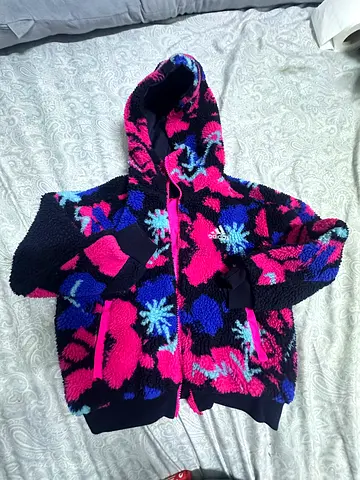 Adidas winter hoodie - Childrens floral fleece hoodie - cozy, warm