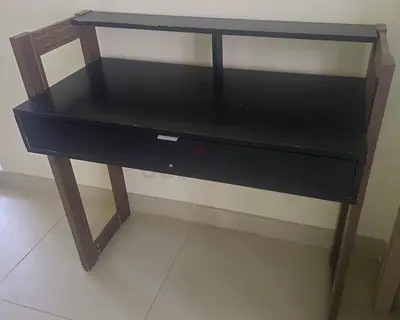 Compact black study/computer desk with drawer