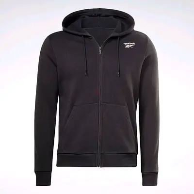 Reebok Identity Fleece Full-Zip Mens Hoodie Size Size: S, M, L, XL, 2XL, 3XL Black