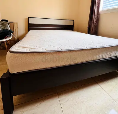 Wooden bed frame with mattress - used, good condition