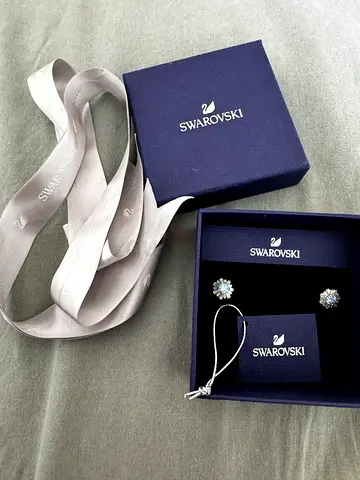 My Swarovski crystal stud earrings — with original box, gently used