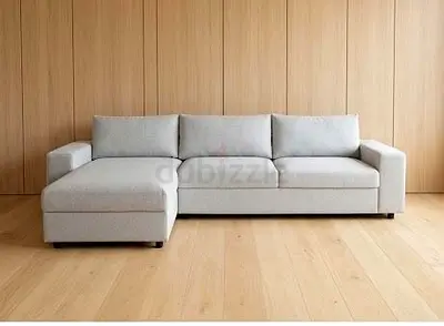 Vimle Light grey L-shaped sectional sofa bed with chaise - good condition