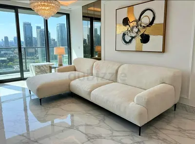 The Loom Collection L Shape Sofa Beige Good Condition