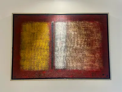 Framed Abstract Textured Painting (Yellow-White-Brown) — Good Condition