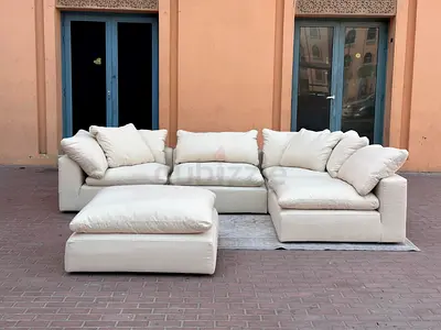 Lucious marina home cloud sofa beige with footstool
