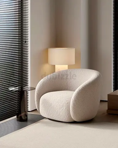 Cream boucle lounge chair —