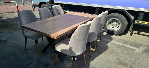 Modern Dining Table with Six Chairs