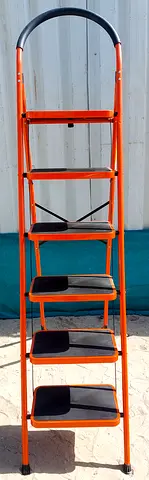 Red or White 6-step folding ladder — sturdy and lightweight