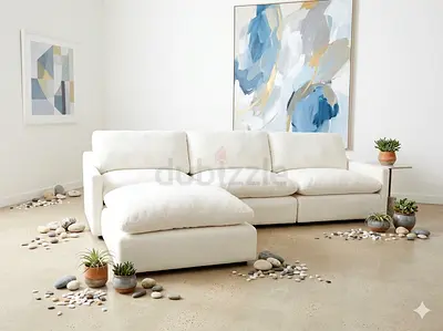 White color oc home modular 4 piece sofa with ottoman