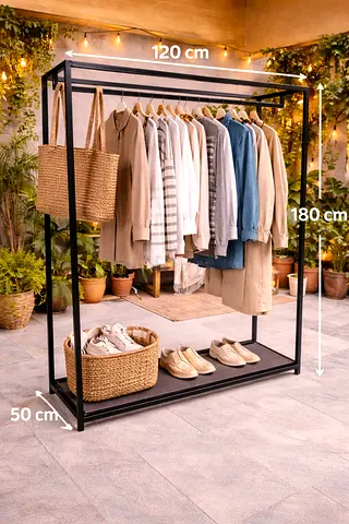 Black Metal Clothes Rack - 120 x 50 x 180 cm