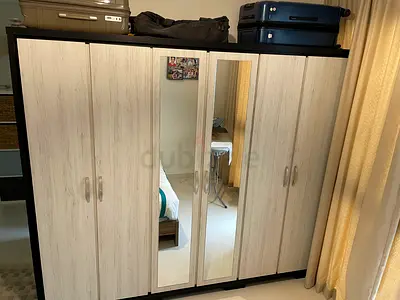 My 6-door wardrobe with central mirror - light wood finish