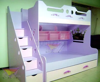 Kids bunk bed with stairs, storage drawers and trundle
