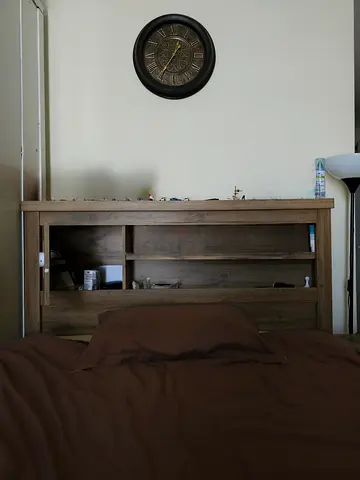 2 Wooden headboard with built-in shelves and LED lighting with mattress150×200 with two sides cabine