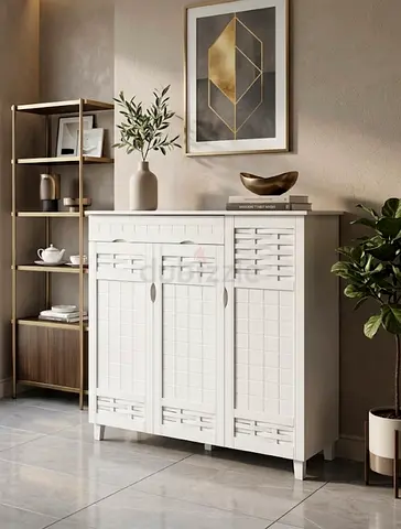 Elegant White Storage Cabinet 3 door-4702 Made in Malasyia