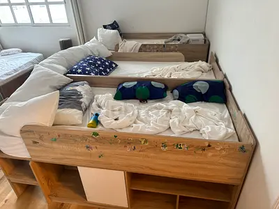 Movo Kulltorp Cabin Bed with 2 Doors and Shelves - 90x190 cm