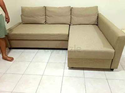 My beige L-shaped fabric corner sofa bed- good condition