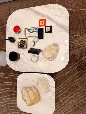 Set of 2 marble-effect nesting coffee tables