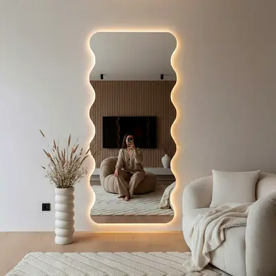 Wavy LED Back light Full-Length Wall Mirror