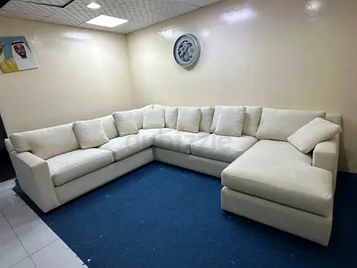 Crate and barrel beige color Ushape sofa for sale