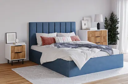 Blue upholstered Brand new Queen size bed Queen bed with medical mattress good Quality