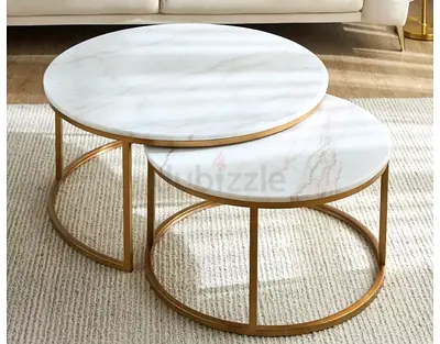Stylish Strava 2-Piece Marble Top Coffee Table Set