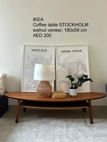 IKEA COFFEE TABLE STOCKHOLM walnut veneer coffee table (180 x 59 cm) - AED 200 (ORIGINAL PRICE 995)
