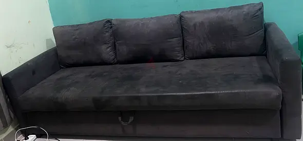 My 3-seater dark grey fabric sofa (pull-out sofa bed) - used