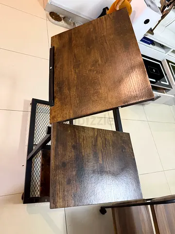Wood  Metal Kitchen Cart with Foldable Tops