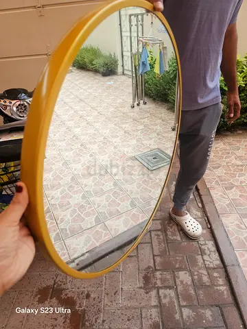 3 sets of Round Yellow Framed Wall Mirror