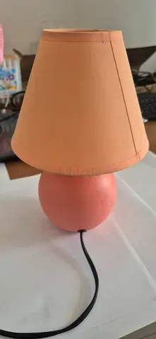 Pink bedside/table lamp with fabric shade