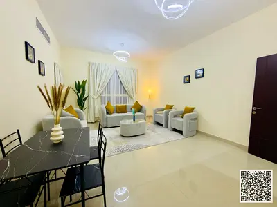 للإيجار الشهري غرفتين وصالة (اول ساكن) فاخرة مفروشه بفرش فاخر ومرتب _ بعجمان  _ النعيميه 2   _  شامل جميع الفواتير والانترنت