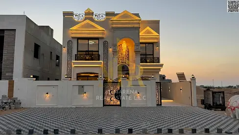 Architectural masterpiece for sale in Al Helio 2 – Ajman | Two floors + roof | 5 master bedrooms | Includes central air conditioning