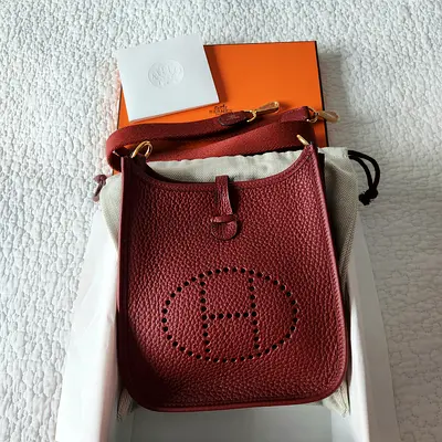 Hermes Mini Evelyne Rouge H Gold Hardware Brand New