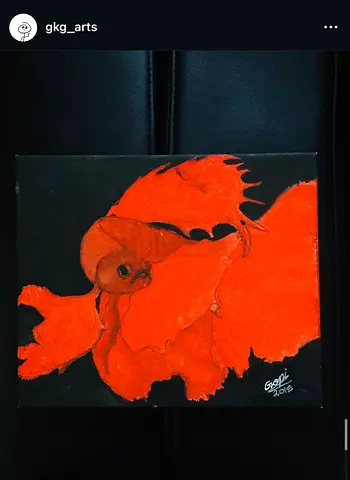 Original Orange Betta Painting on Canvas