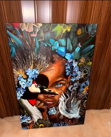 Large Floral  Wildlife Canvas Painting