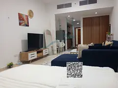 For monthly rent: a fully furnished studio including all bills in Ajman One Towers, Al Rashidiya 3,