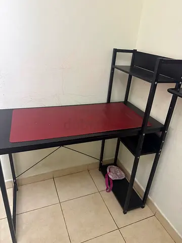 My black metal study/computer desk with shelving